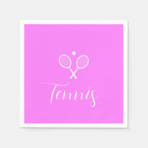 Serviette En Papier Raquettes de tennis et boule rose profond