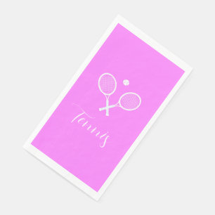 Serviette En Papier Raquettes de tennis et boule rose profond
