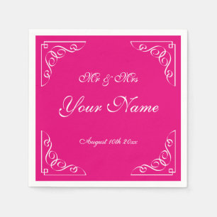 Serviette En Papier Raspberry rose élégante frontière mariage soirée n