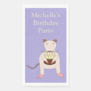 Serviette En Papier Rat de Siamese avec gâteau d'anniversaire personna