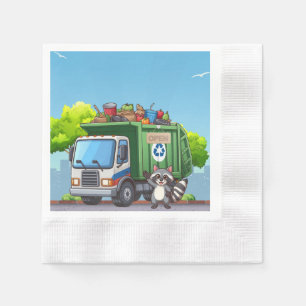 Serviette En Papier Raton laveur mignon et camion de "nourriture"