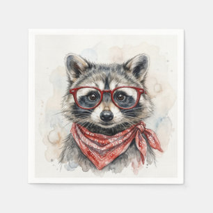 Serviette En Papier Raton laveur portant des lunettes rouges