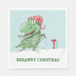 Serviette En Papier Rawry Christmas Dinosaur