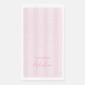 Serviette en papier rayée rose pour fête d'anniver
