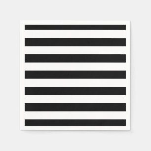 Serviette En Papier Rayure élégante noir et blanc