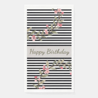 Serviette En Papier Rayure noire et blanche