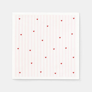 Serviette En Papier Rayure rose cœur rouge petit chéri anniversaire