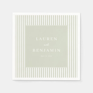 Serviette En Papier Rayures beige élégantes et vert pâle