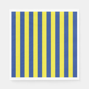 Serviette En Papier Rayures bleu foncé et jaune 