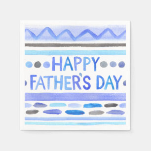 Serviette En Papier Rayures bleues d'aquarelle de fête des pères