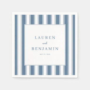 Serviette En Papier Rayures Bleues Élégantes