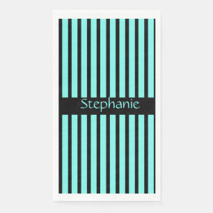 Serviette En Papier Rayures Bleues Noires Bébé Fête Prénom Personnalis