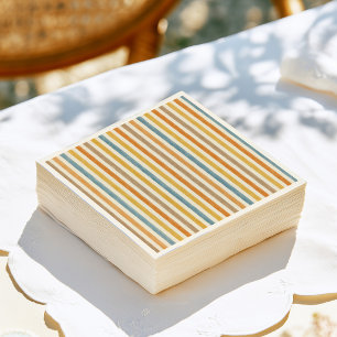 Serviette En Papier Rayures Colorées Anniversaire