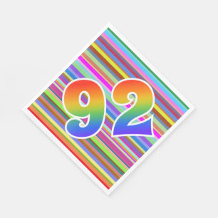 Serviette En Papier Rayures colorées + Motif "92" d'arc-en-ciel