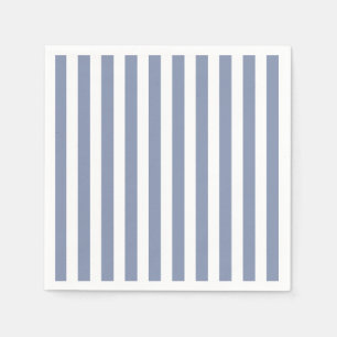 Serviette En Papier Rayures de bonbon bleu gris et blanc