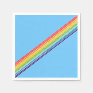 Serviette En Papier Rayures diagonales d'arc-en-ciel