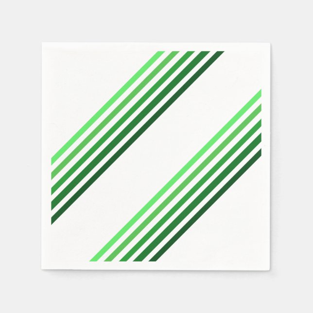 Serviette en papier - Rayures diagonales vertes (Devant)