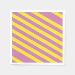 Serviette En Papier Rayures Jaune Rose