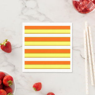 Serviette En Papier Rayures orange, jaune et blanc