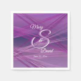 Serviette En Papier Rayures pourpres de mariage