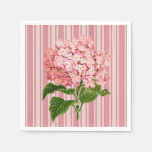 Serviette En Papier Rayures roses et cocktail d'hortensia
