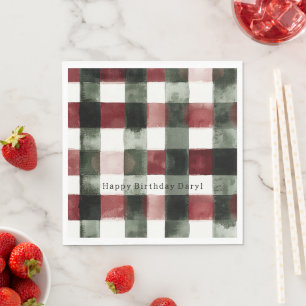 Serviette En Papier Rayures Vertes Rouges Anniversaire