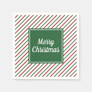 Serviette En Papier Rayures Vertes Rouges Festives Noël
