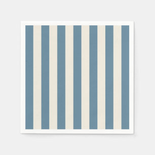 Serviette En Papier Rayures verticales bleues et crème