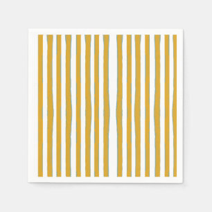 Serviette En Papier Rayures verticales peintes à la main jaune moutard