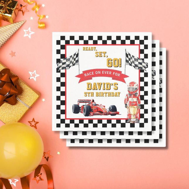 Serviette En Papier Ready Set Go Race On Birthday Party (Créateur téléchargé)