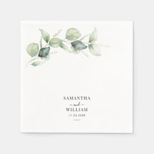Serviette En Papier Réception de mariage botanique Eucalyptus Greenery