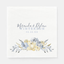 Serviette En Papier Réception de mariage fleurie couleur bleu foncé
