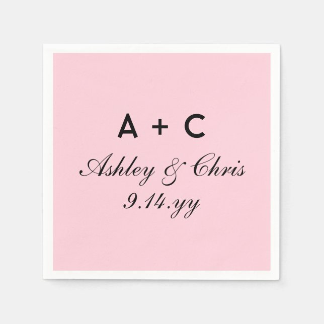 Serviette En Papier Réception De Mariage Personnalisée Et Moderne Flus (Devant)