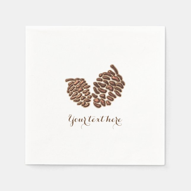 Serviette En Papier Réception Mariage campagnard Deux cônes de pin rus (Devant)
