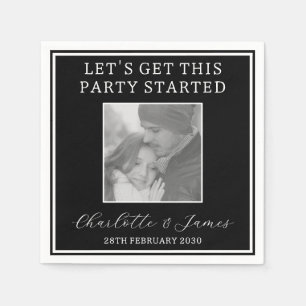 Serviette En Papier Réception Mariage Couple Photo Noir Et Blanc