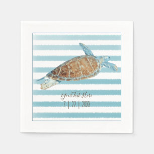 Serviette En Papier Réception Personnalisée Plage de tortue de mer Thè
