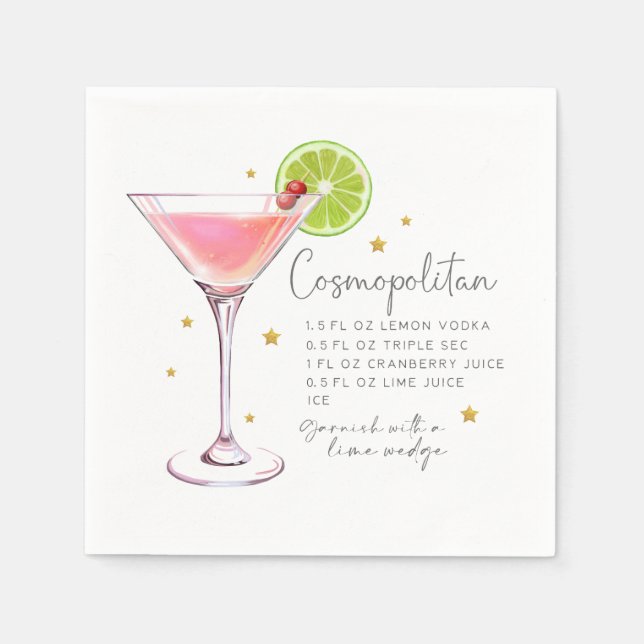 Serviette En Papier Recette de cocktail Cosmopolitan (Devant)