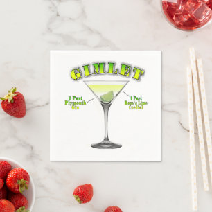 Serviette En Papier Recette de cocktail Gimlet Martini Art