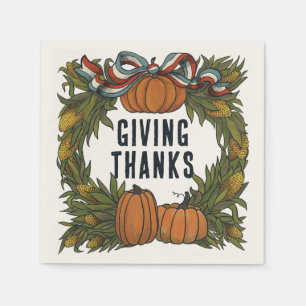 Serviette En Papier Récolte Chaleureuse de Thanksgiving Americana
