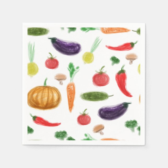 Serviette En Papier Récolte légumes tomate poivre carottes champignon  (Devant)