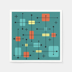Serviette En Papier Rectangles arrondies Carré Turquoise