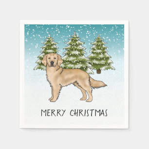 Serviette En Papier Récupérateur doré jaune Noël d'hiver bleu
