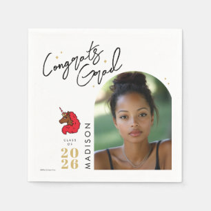 Serviette En Papier Red Afro Unicorn Graduation