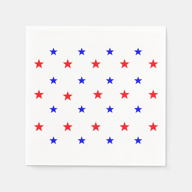 Serviette En Papier Red and Blue Stars - Starry Sky Motif (Devant)