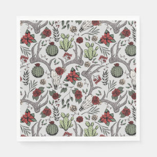 Serviette En Papier Red and Green Country Cowgirl Christmas Antlers