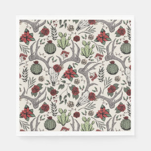 Serviette En Papier Red and Green Country Cowgirl Christmas Antlers