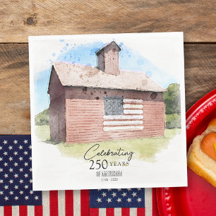 Serviette En Papier Red Barn 250 Ans Americana Fête du 4 Juillet