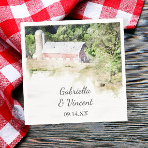 Serviette En Papier Red Barn et Silo Country Farm Mariage Napkins