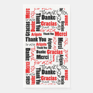 Serviette En Papier Red Black Multilingue Merci Typographie Collage
