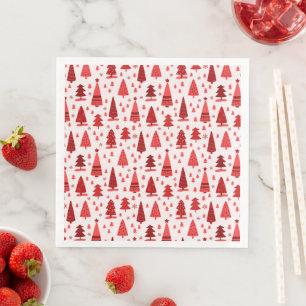 Serviette En Papier Red Christmas Tree Forêt mite Motif